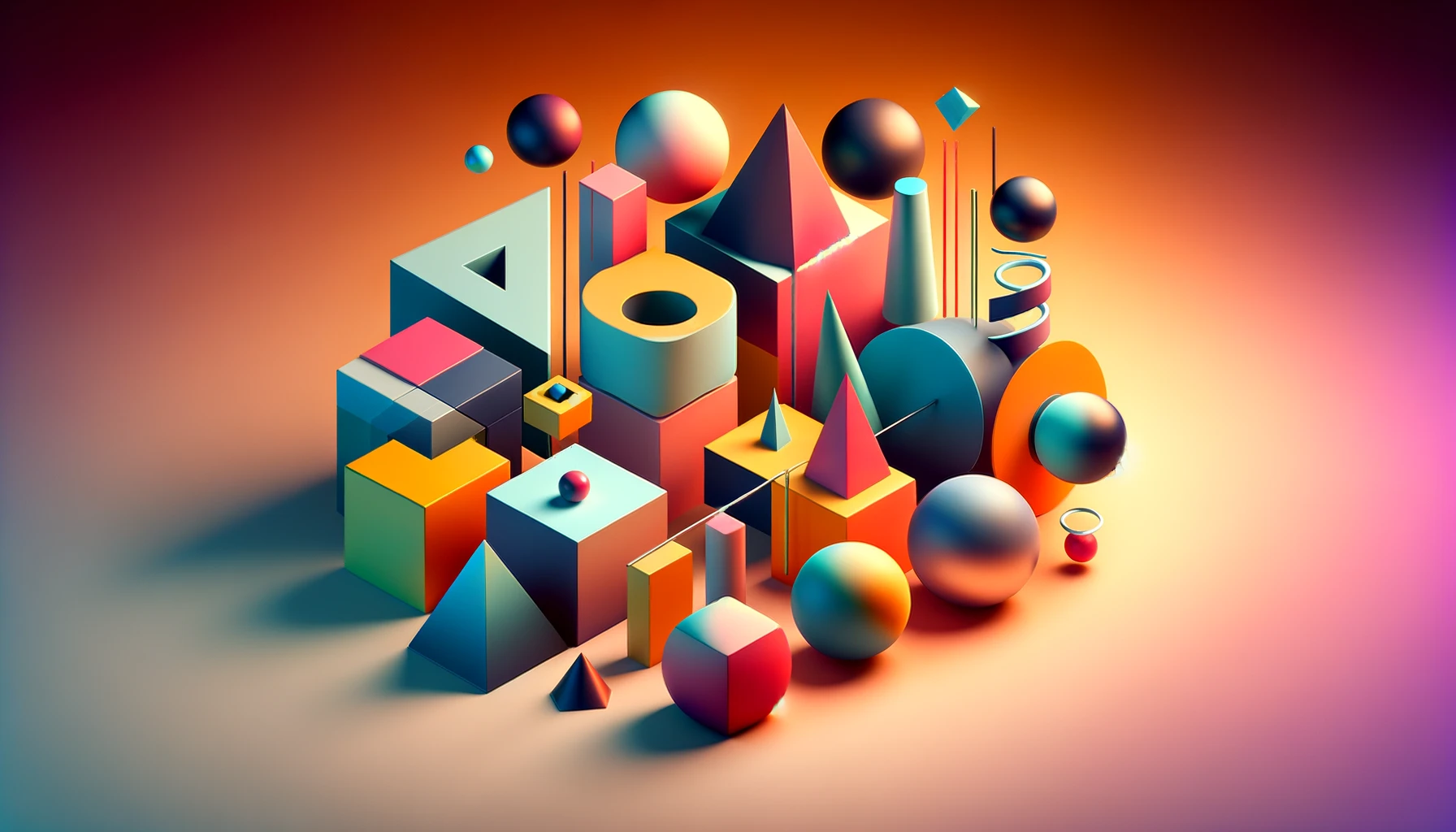 figuras geométricas 3D en un entorno abstracto